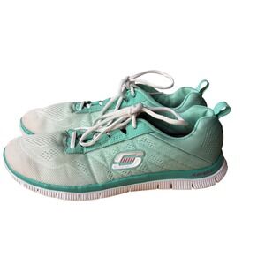 Skechers Skech-Knit Flex Sole Womens 9.5 Mint Green White Running Shoes 11882